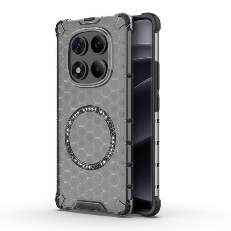 

For Redmi Note 14 Pro 4G Global Honeycomb Magnetic Ring Shockproof Phone Case(Black)