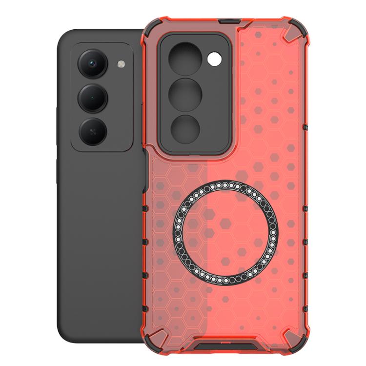 

For Redmi 15 5G / 4G EU 171mm Honeycomb Magnetic Ring Shockproof Phone Case(Red)