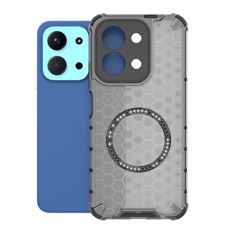 

For Redmi 15C 5G / 4G Global 171mm Honeycomb Magnetic Ring Shockproof Phone Case(Black)