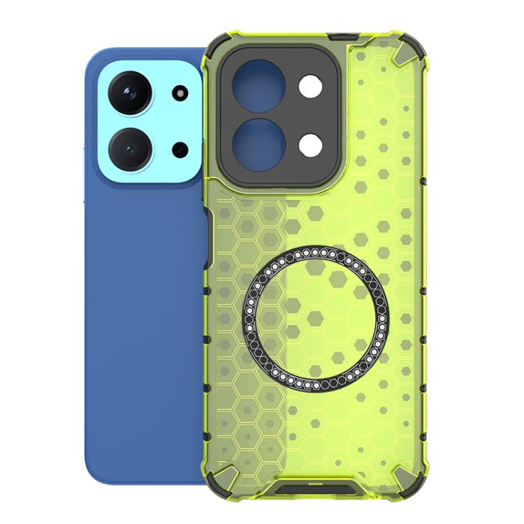 

For Redmi 15C 5G / 4G Global 171mm Honeycomb Magnetic Ring Shockproof Phone Case(Green)