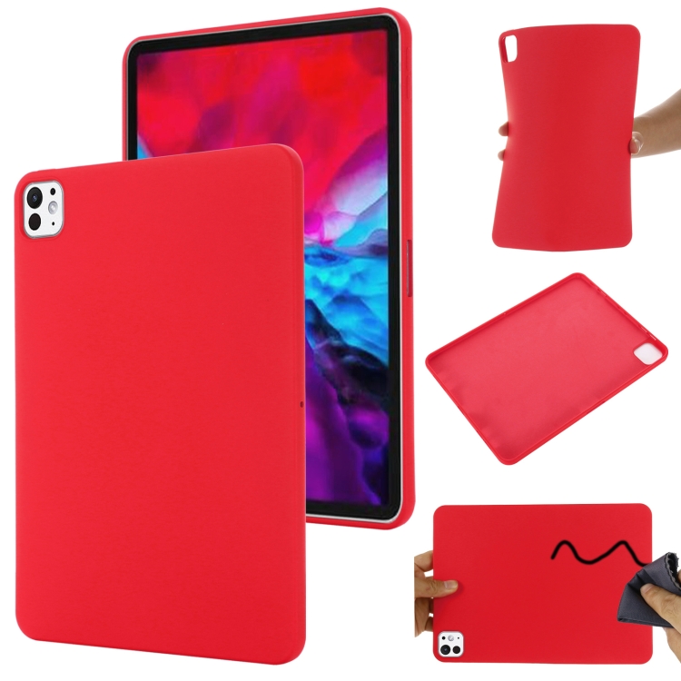 

For iPad Pro 11 2024 Pure Color Liquid Silicone Shockproof Tablet Case(Red)