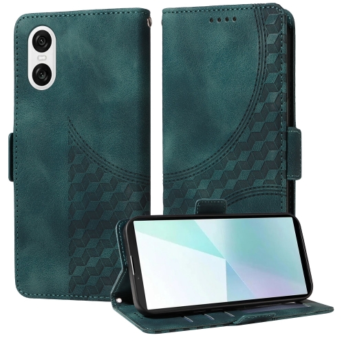

For Sony Xperia 10 VI Embossed Rhombus Starry Leather Phone Case(Green)