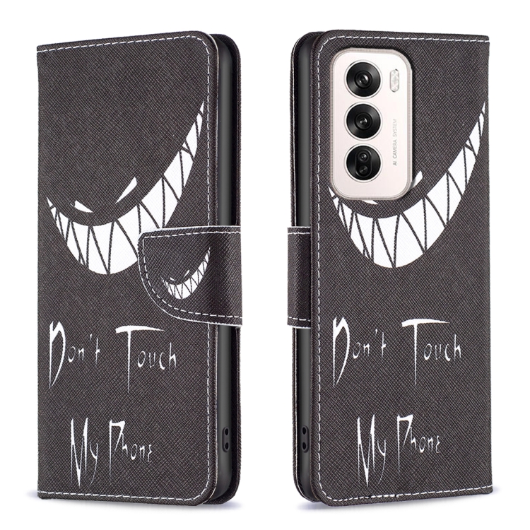 

For OPPO Reno12 Global Colored Drawing Pattern Leather Phone Case(Smirk)