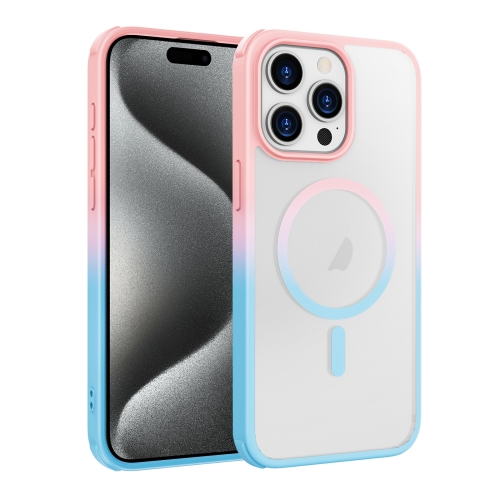 

For iPhone 15 Pro Max Colorful MagSafe PC + TPU Phone Case(Pink Blue)