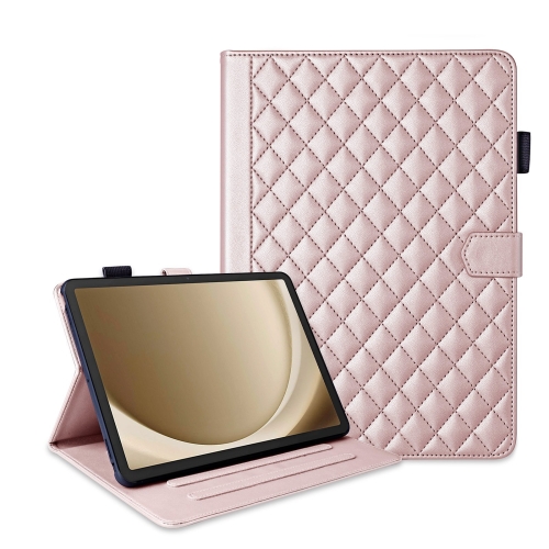

For Samsung Galaxy Tab A9+ Rhombus Lattice Leather Tablet Case(Rose Gold)