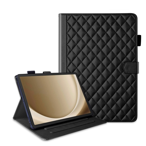 

For Samsung Galaxy Tab A9+ Rhombus Lattice Leather Tablet Case(Black)