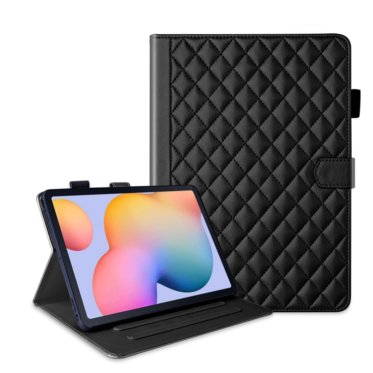 

For Samsung Galaxy Tab S6 Lite 2024 Rhombus Lattice Leather Tablet Case(Black)