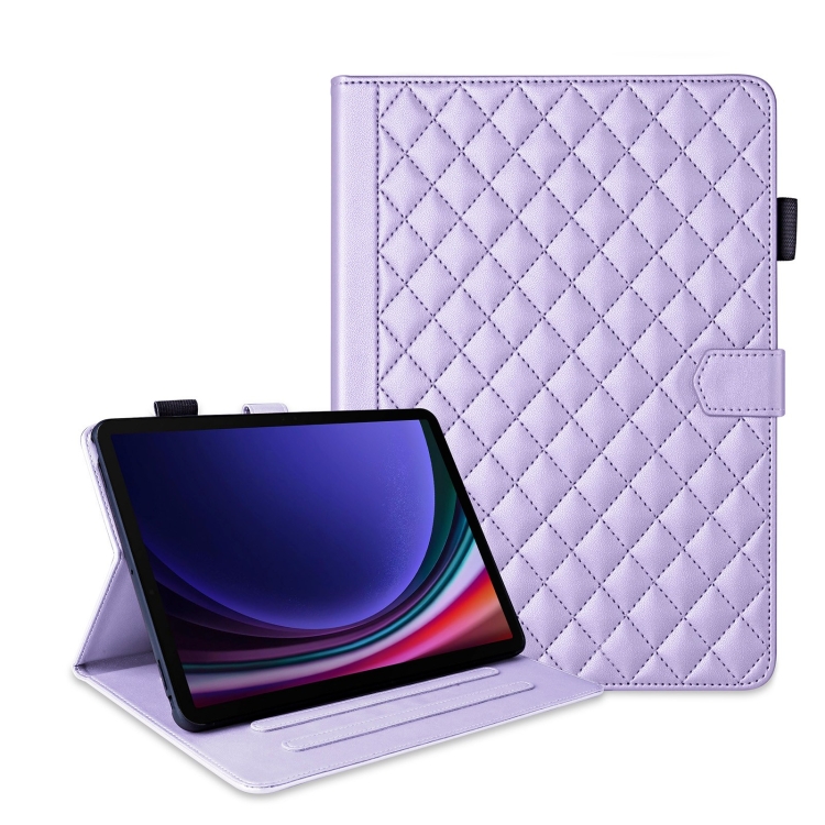 

For Samsung Galaxy Tab S9 FE / S9 Rhombus Lattice Leather Tablet Case(Purple)
