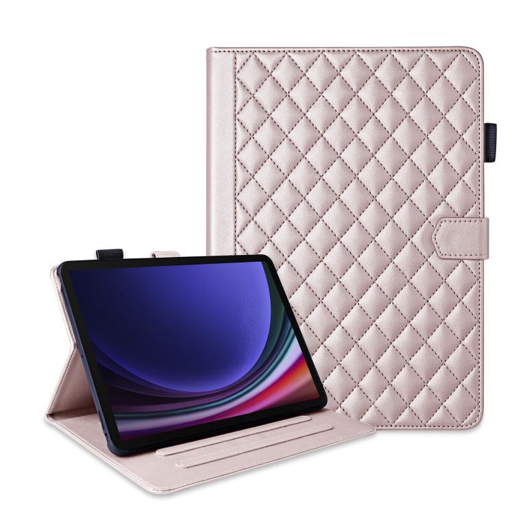 

For Samsung Galaxy Tab S10 FE+ Rhombus Lattice Leather Tablet Case(Rose Gold)