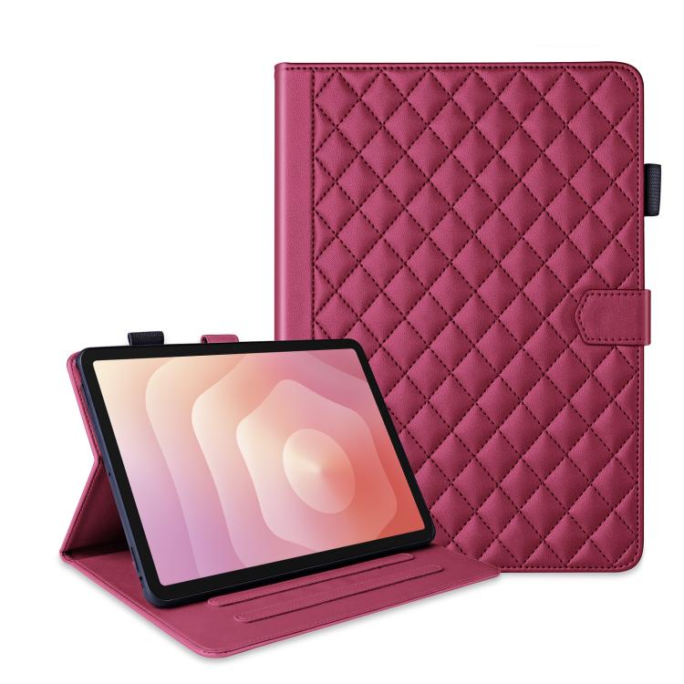 

For Samsung Galaxy Tab S11 Rhombus Lattice Leather Tablet Case(Red)
