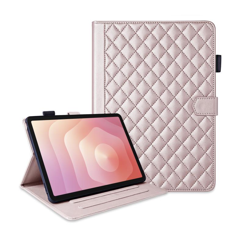 

For Samsung Galaxy Tab S11 Rhombus Lattice Leather Tablet Case(Rose Gold)
