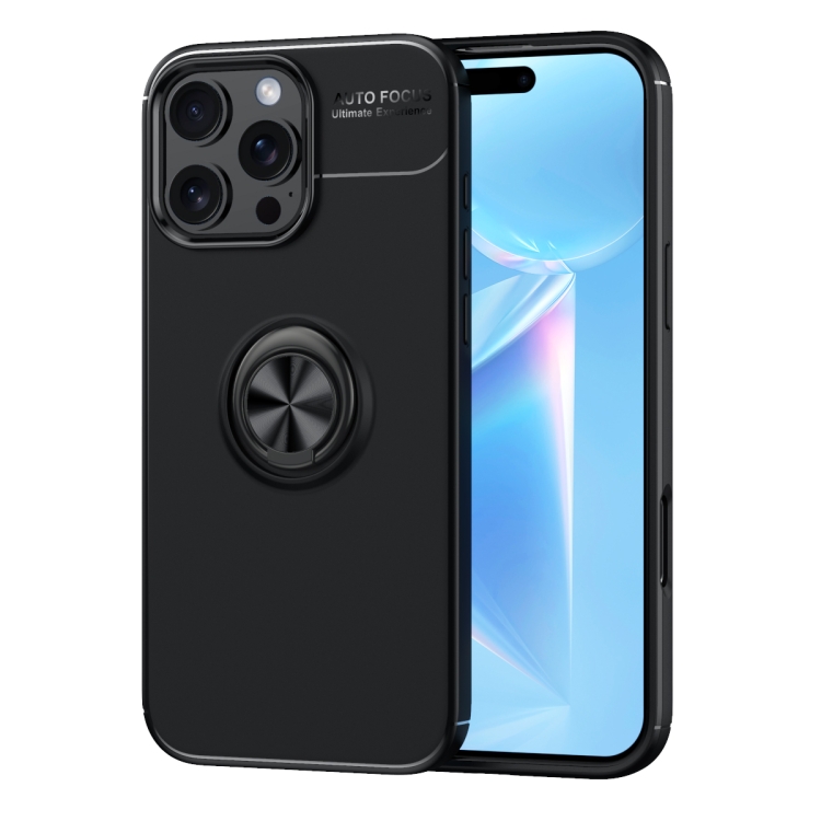 

For iPhone 16 Pro Metal Ring Holder TPU Phone Case(Black)