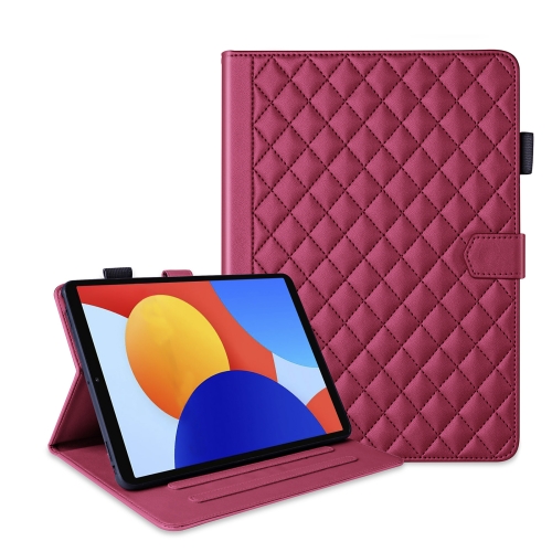 

For Xiaomi Redmi Pad SE 8.7 Rhombus Lattice Leather Tablet Case(Red)