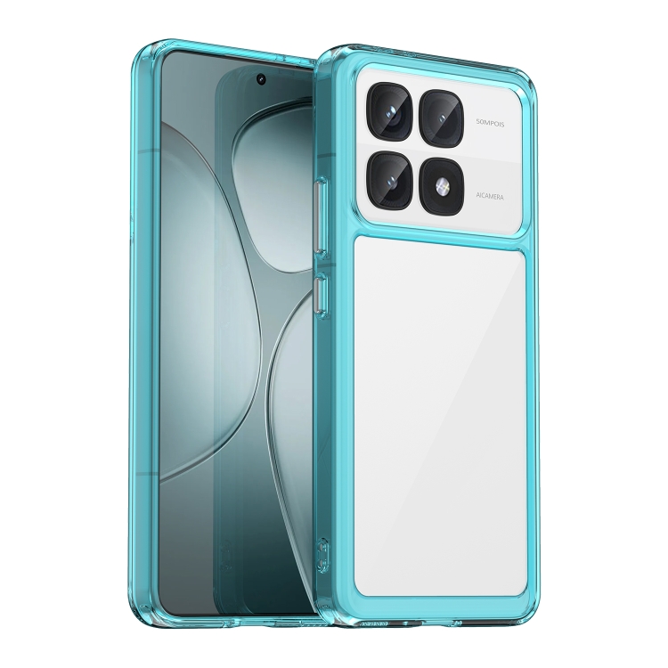 

For Xiaomi 14T Pro Colorful Series Acrylic Hybrid TPU Phone Case(Transparent Blue)