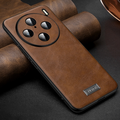 

For vivo X100s Pro / X100 Pro SULADA Shockproof TPU + Handmade Leather Phone Case(Brown)