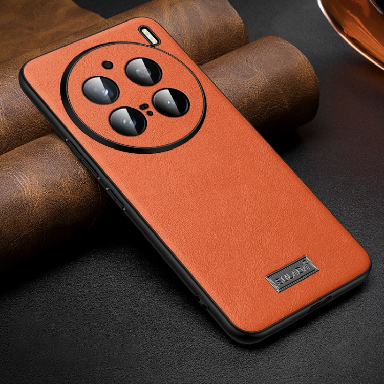 

For vivo X200 Pro SULADA Shockproof TPU + Handmade Leather Phone Case(Orange)