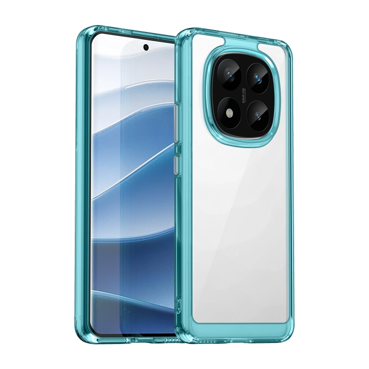 

For Redmi Note 14 Pro+ 5G Colorful Series Acrylic Hybrid TPU Phone Case(Transparent Blue)