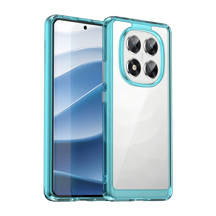 

For Redmi Note 14 Pro 5G Colorful Series Acrylic Hybrid TPU Phone Case(Transparent Blue)