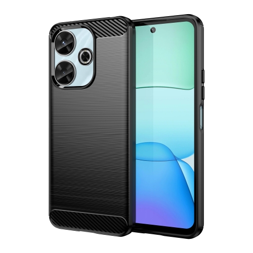 

For Xiaomi Poco M6 4G Brushed Texture Carbon Fiber TPU Phone Case(Black)