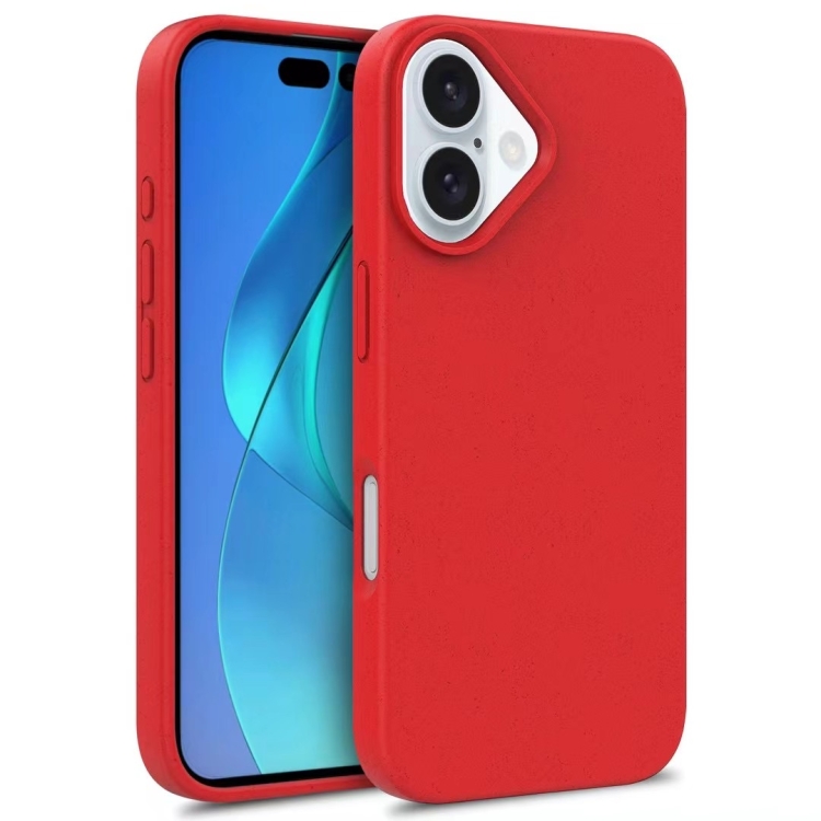 

For iPhone 16 Wheat Straw TPU Phone Case(Red)