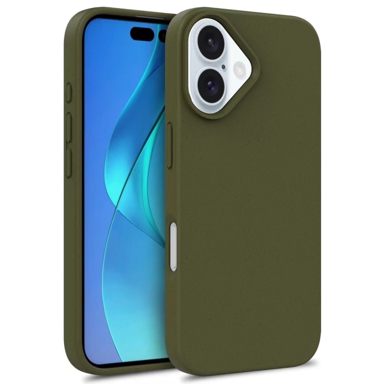 

For iPhone 16 Plus Wheat Straw TPU Phone Case(Army Green)