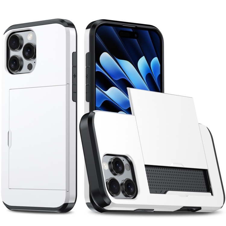 

For iPhone 16 Pro Shockproof Armor Phone Case with Card Slot(White)