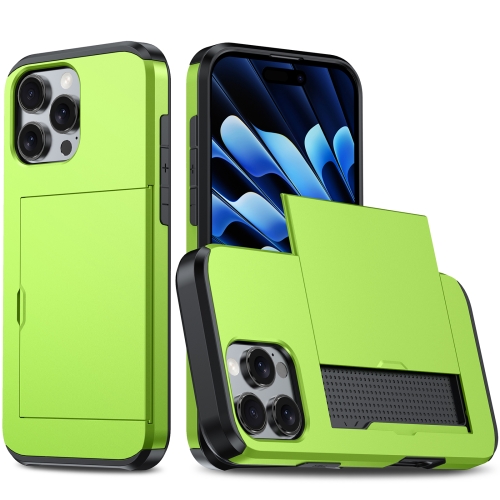 

For iPhone 16 Pro Shockproof Armor Phone Case with Card Slot(Green)