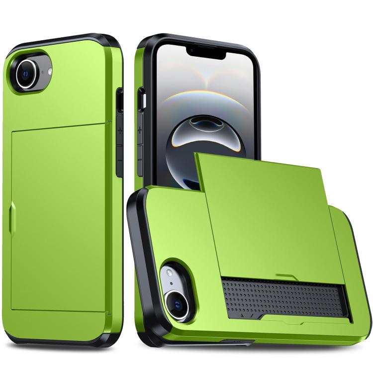

For iPhone 16e Shockproof Armor Phone Case with Card Slot(Green)