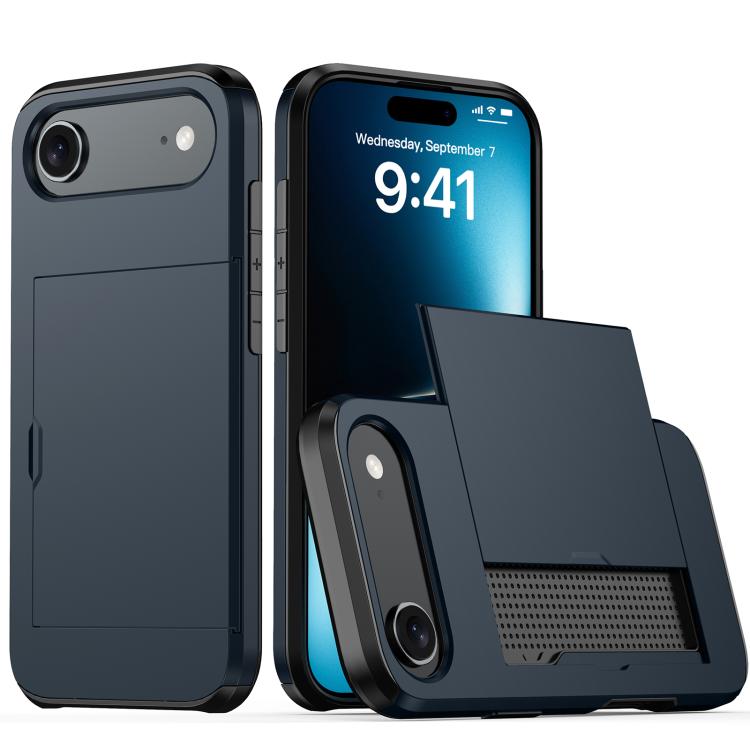 

For iPhone 17 Air Shockproof Armor Phone Case with Card Slot(Blue)