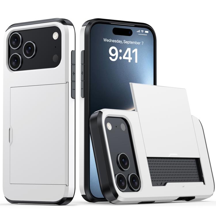 

For iPhone 17 Pro Shockproof Armor Phone Case with Card Slot(White)