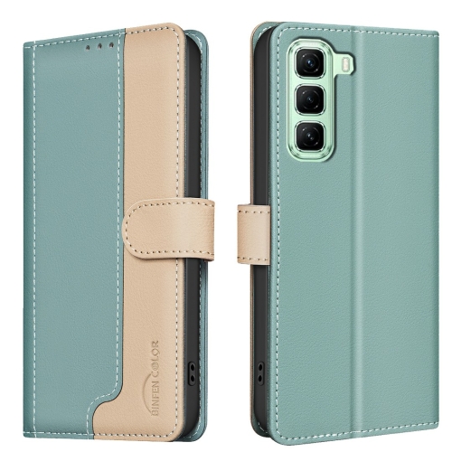 

For Infinix Hot 50 4G Color Matching RFID Anti-theft Leather Phone Case(Green)