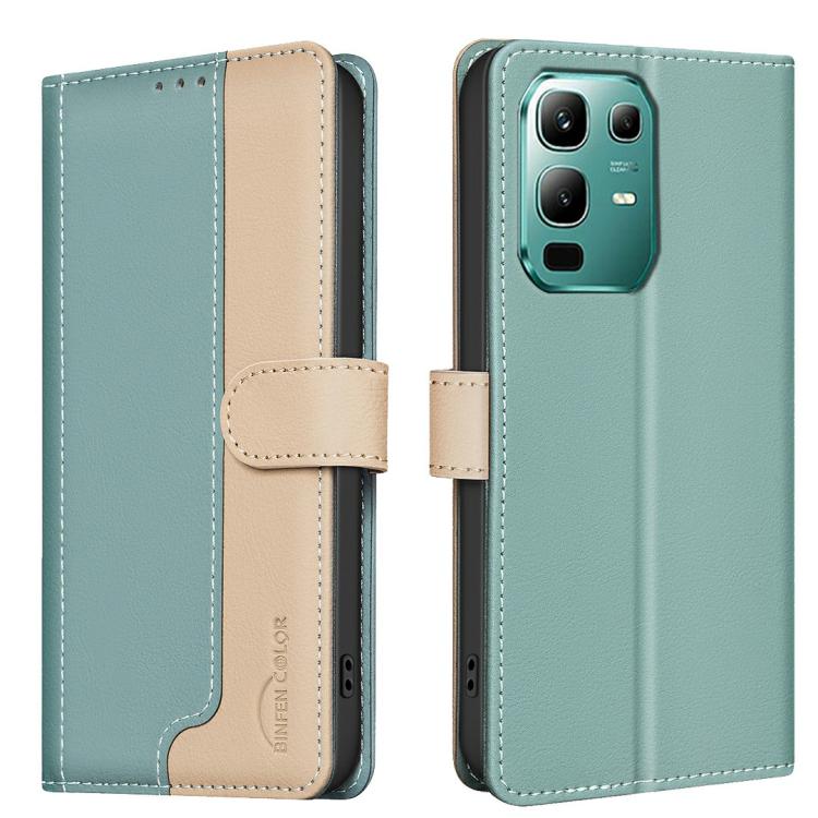 

For Infinix Note 50X 5G Color Matching RFID Anti-theft Leather Phone Case(Green)