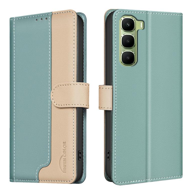 

For Infinix Hot 60 Pro+ 4G Color Matching RFID Anti-theft Leather Phone Case(Green)