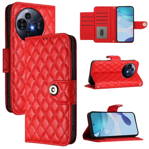 

For TCL 50 Pro NxtPaper Rhombic Texture Flip Leather Phone Case with Lanyard(Red)