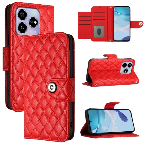 

For ZTE Blade V60 / Axon 60 4G Rhombic Texture Flip Leather Phone Case with Lanyard(Red)