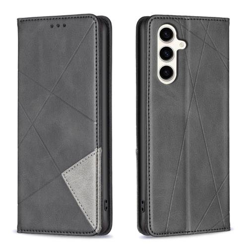 

For Samsung Galaxy S24 FE 5G Rhombus Texture Magnetic Leather Phone Case(Black)