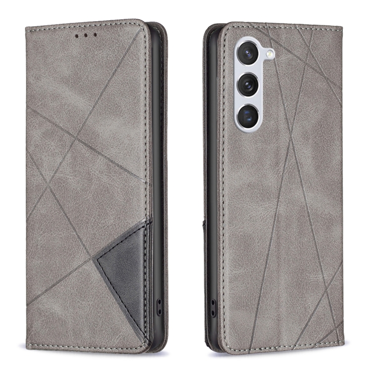 

For Samsung Galaxy S25 5G Rhombus Texture Magnetic Leather Phone Case(Grey)