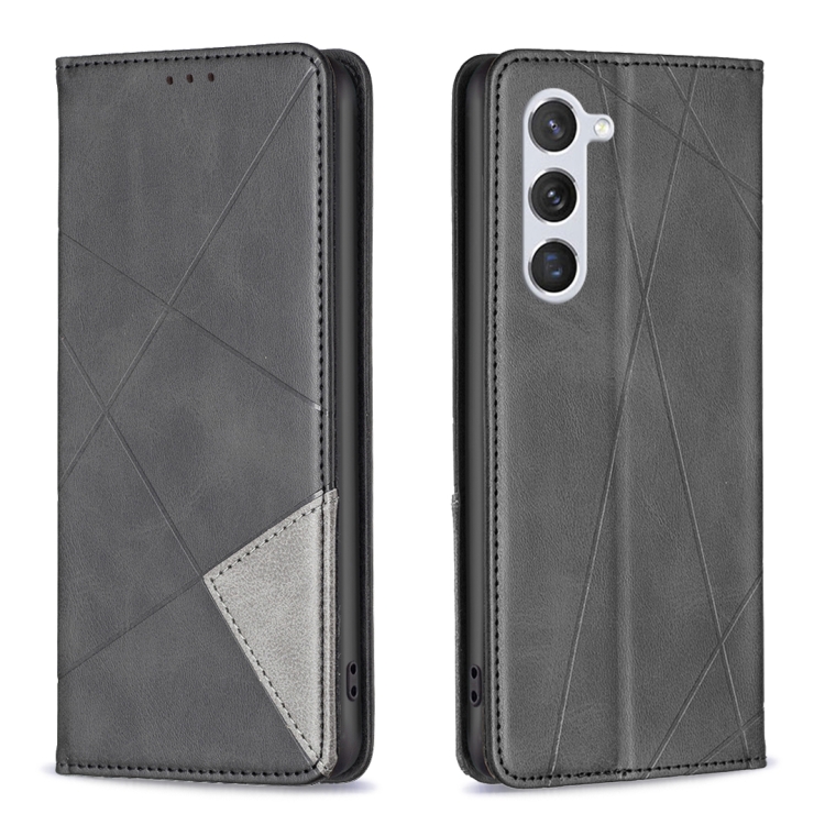 

For Samsung Galaxy S25 5G Rhombus Texture Magnetic Leather Phone Case(Black)