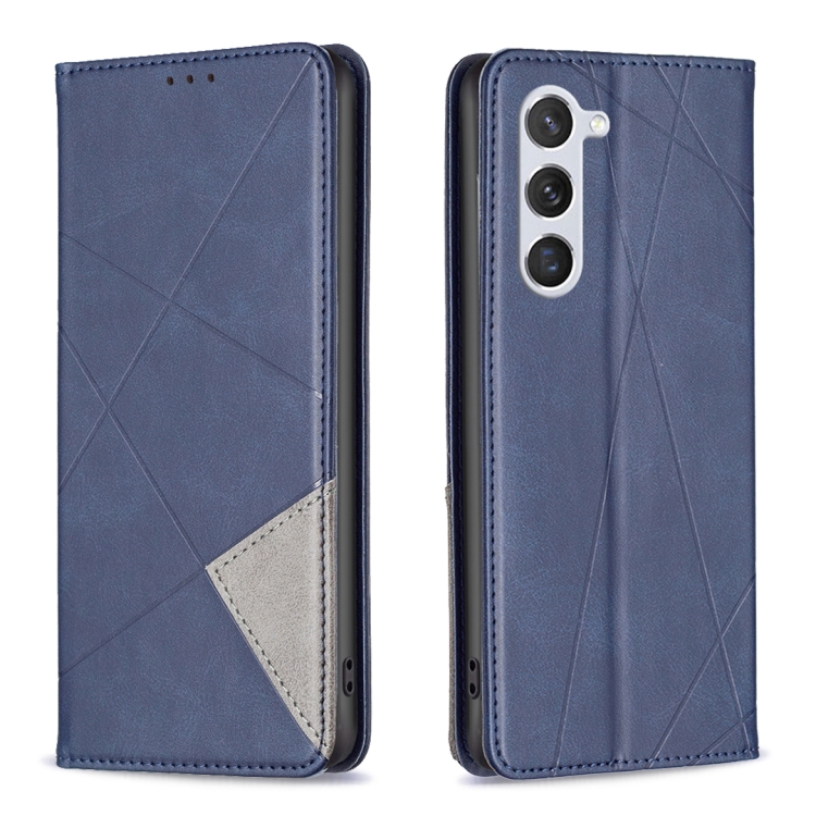

For Samsung Galaxy S25 5G Rhombus Texture Magnetic Leather Phone Case(Blue)
