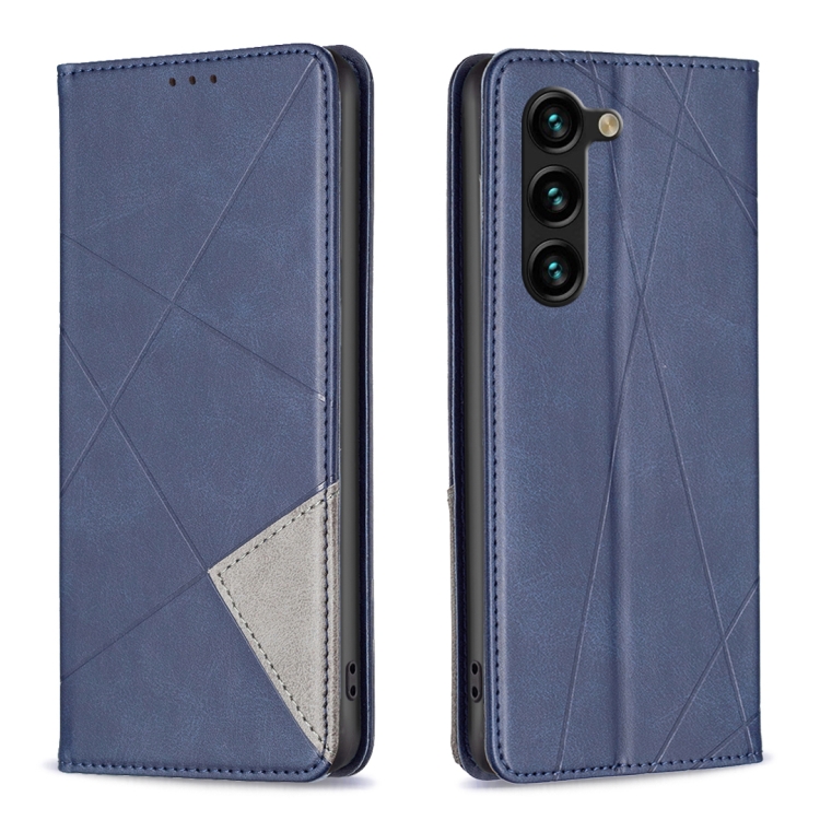 

For Samsung Galaxy S25+ 5G Rhombus Texture Magnetic Leather Phone Case(Blue)
