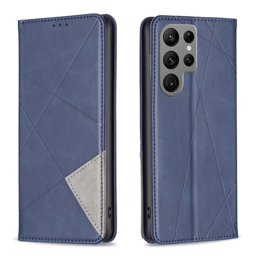 

For Samsung Galaxy S25 Ultra 5G Rhombus Texture Magnetic Leather Phone Case(Blue)