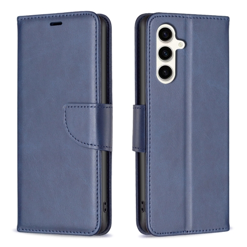 

For Samsung Galaxy S24 FE 5G Lambskin Texture Pure Color Flip Leather Phone Case(Blue)