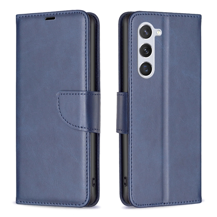 

For Samsung Galaxy S25 5G Lambskin Texture Pure Color Flip Leather Phone Case(Blue)