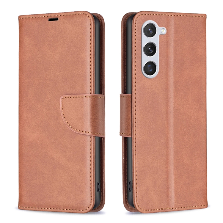 

For Samsung Galaxy S25 5G Lambskin Texture Pure Color Flip Leather Phone Case(Brown)