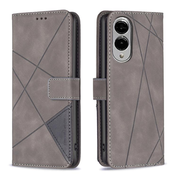 

For Samsung Galaxy S25 Edge 5G Magnetic Buckle Rhombus Texture Leather Phone Case(Grey)