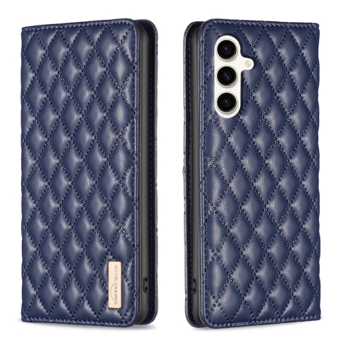 

For Samsung Galaxy S24 FE 5G Diamond Lattice Magnetic Leather Flip Phone Case(Blue)