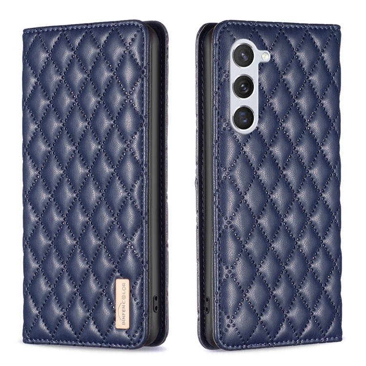 

For Samsung Galaxy S25 5G Diamond Lattice Magnetic Leather Flip Phone Case(Blue)