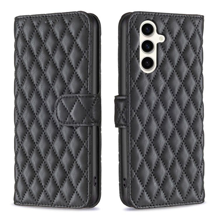 

For Samsung Galaxy S24 FE 5G Diamond Lattice Wallet Flip Leather Phone Case(Black)