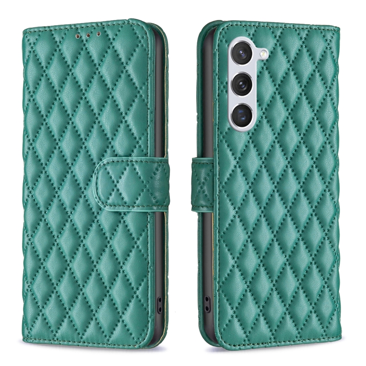 

For Samsung Galaxy S25 5G Diamond Lattice Wallet Flip Leather Phone Case(Green)