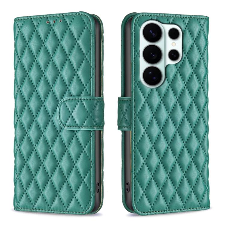 

For Samsung Galaxy S26 Ultra 5G Diamond Lattice Wallet Flip Leather Phone Case(Green)